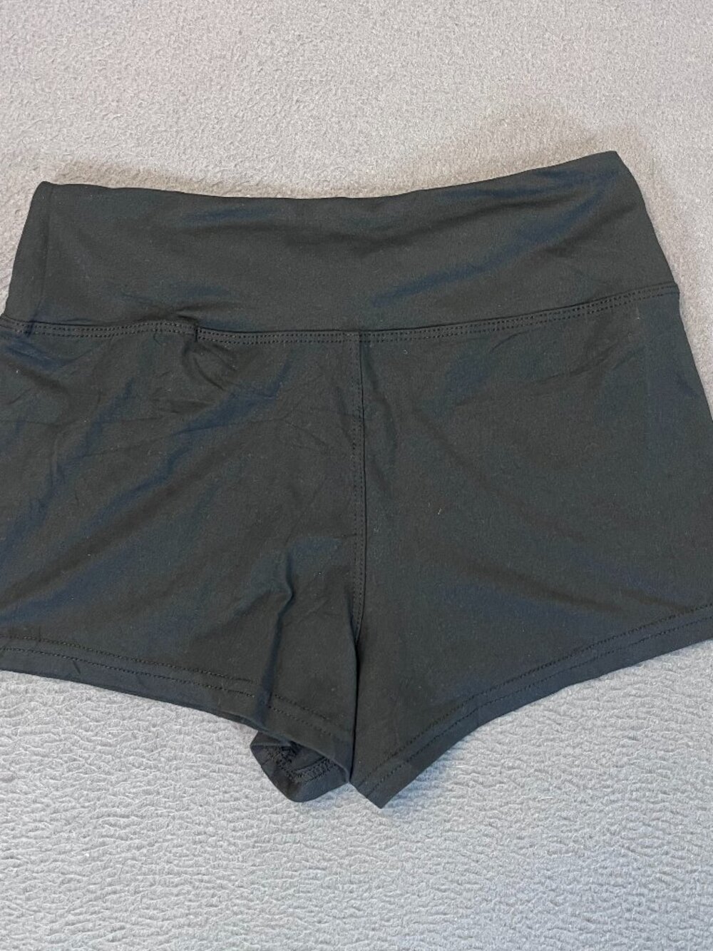 Women's Black Solid Compression Biker Shorts Stretch Elastic Waist S/M No Brand
